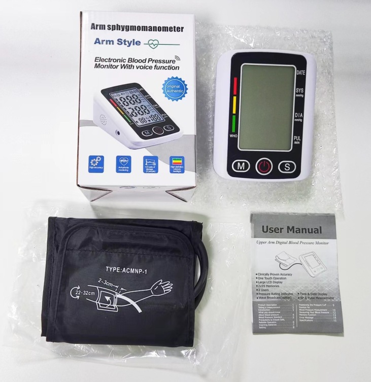 Foreign Trade Electronic Blood Pressure Meter Smart Sphygmomanometer Charging Blood Pressure Measuring Machine Russian Alabaoxi CE Certificate