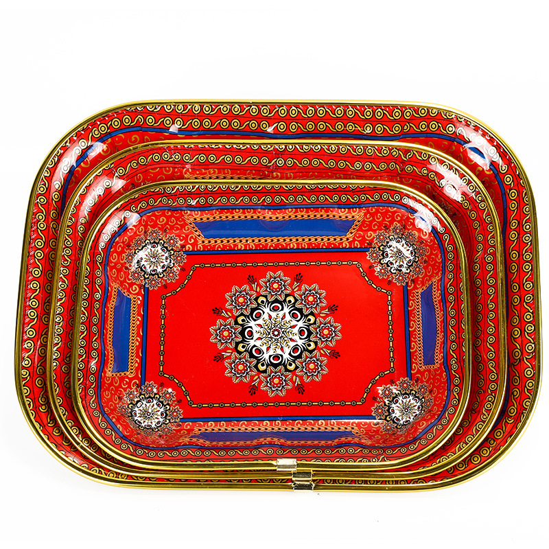 Plate Amazon Foreign Trade African Ethnic Style Plastic Tray a Disposable Plate Household Dish Pasta Salad Dish Fruit Plate