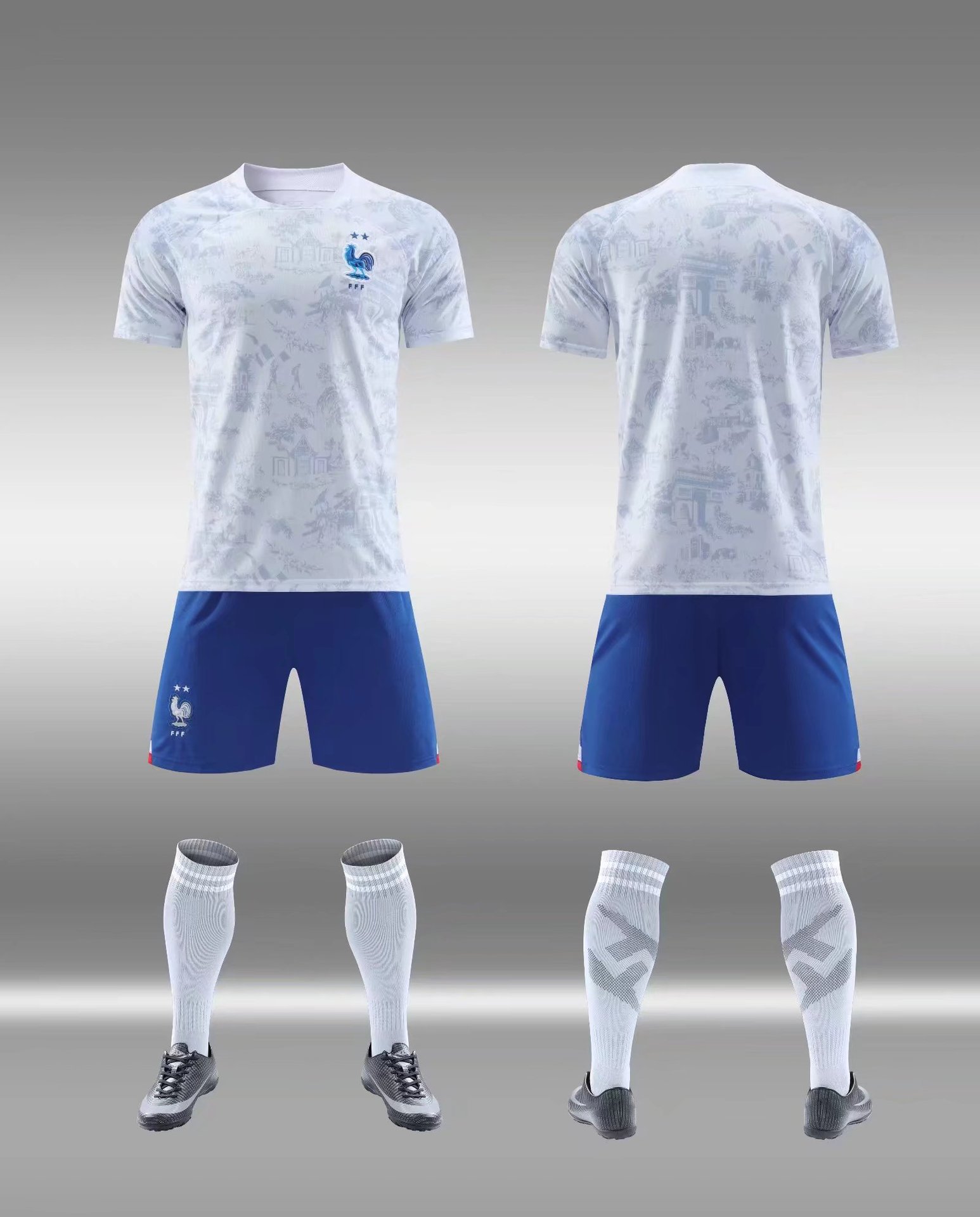 22-23世界b法国客场国家队足球服儿童成人套装队服球衣16码-3xl