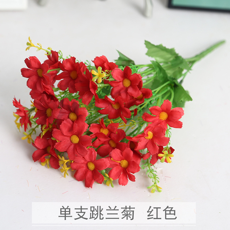 Artificial Flower Jumping Orchid Chrysanthemum High-Grade Daisy Fake Flower Wedding Flower Decoration Home Artificial Silk Cloth Factory Wholesale