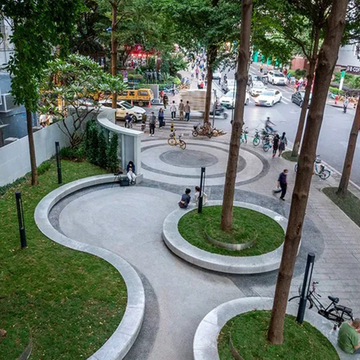 户外马路绿草坪地园林景观造景grc别墅庭院花园公园街区商业树池