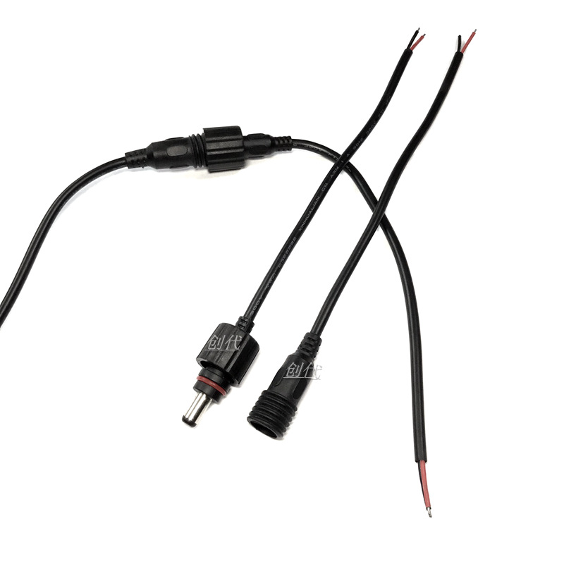 dc电源线led太阳能路灯公母线5521dc线防水线带螺帽防水延长线