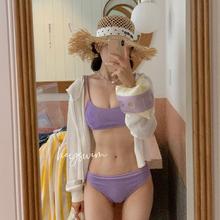 多色】日韩新款纯欲风少女纯色分体泳衣女比基尼ins风度假bikini