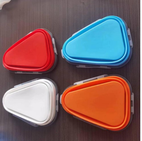 Amazon Hot Selling Silicone Folding Pizza Box Reusable Triangle Pizza to-Go Box Lunch Box