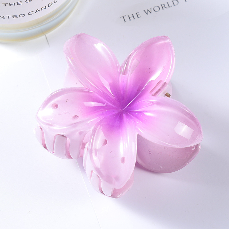 New Best Seller in Europe and America Hair Accessories Female 7cm Colored All-Matching Plate Hair Clip Plumeria Rubra Grip Clip All-Match Horsetail Hair Clip