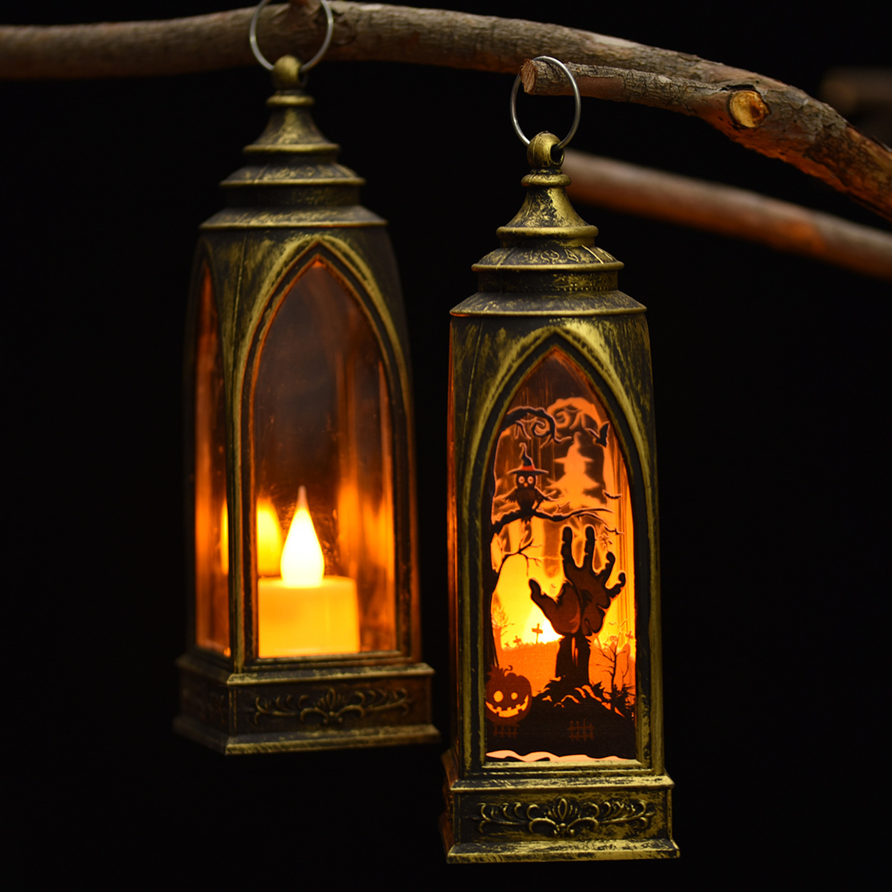 New Electronic Storm Lantern Small Oil Lamp Exclusive for Cross-Border European Style Vintage Ornament Small Night Lamp Ambience Light Candle Light Wholesale