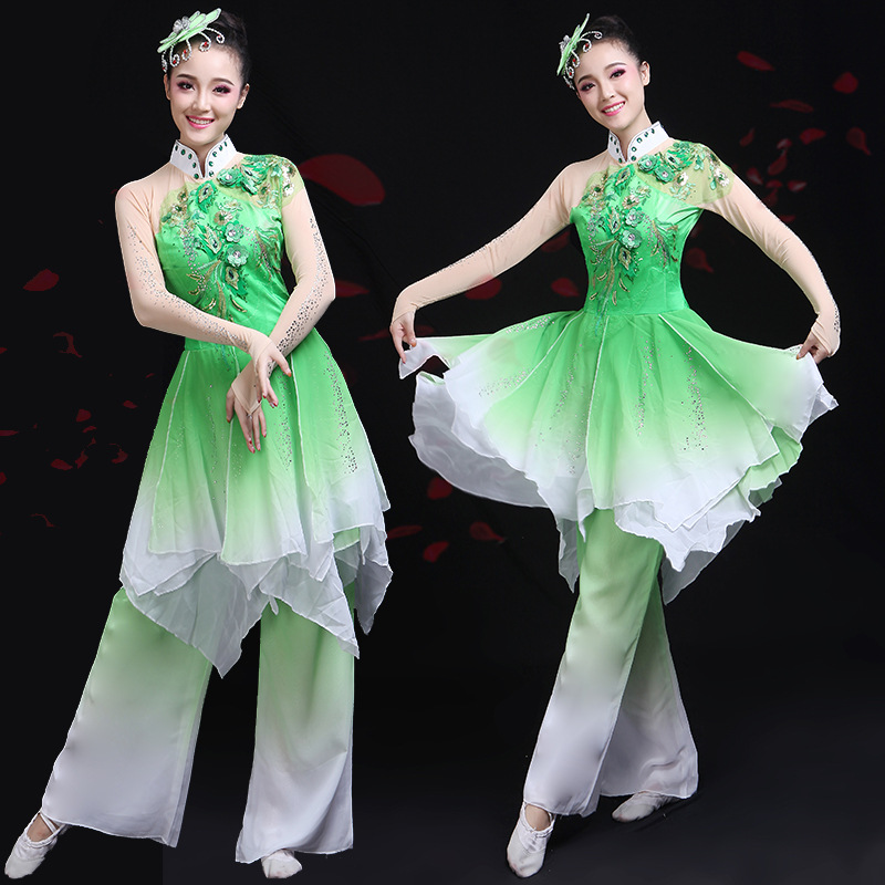 古典舞茉莉花演出服女飘逸中国风艺考伞舞江南秧歌服舞蹈服装现代