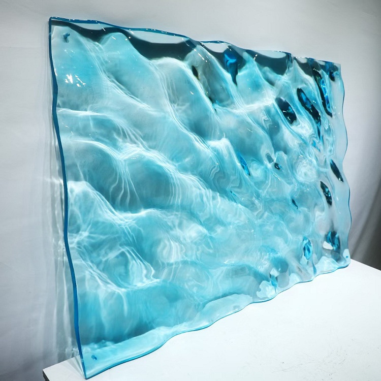 高透冰晶亚克力树脂凹凸水波纹板酒店售楼部背景墙隔断艺术透光板