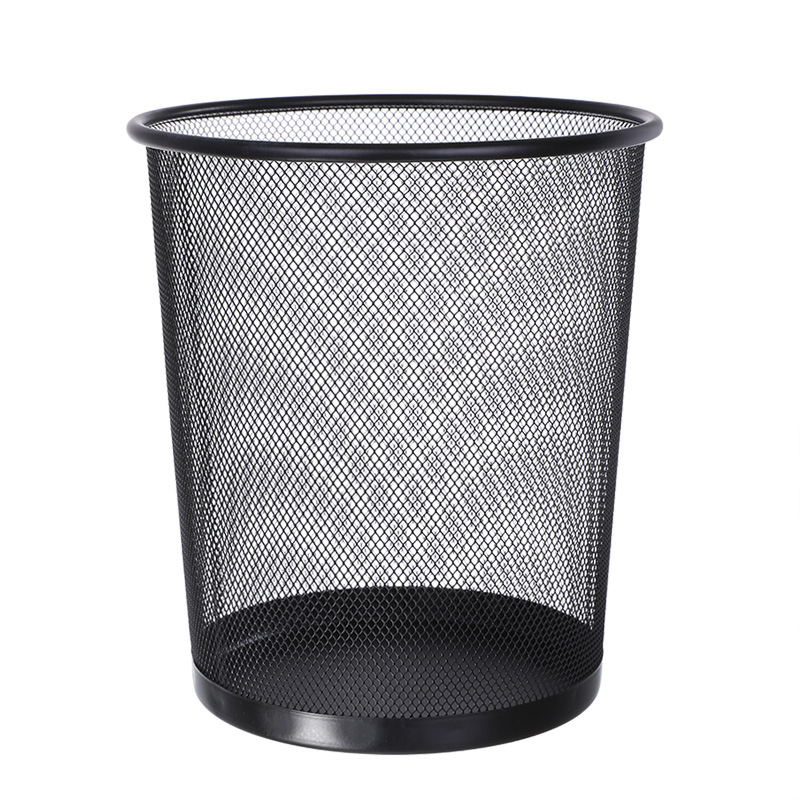 Metal Mesh Office round Trash Can Household Wrought Iron Large Trash Can Kitchen Storage Bucket