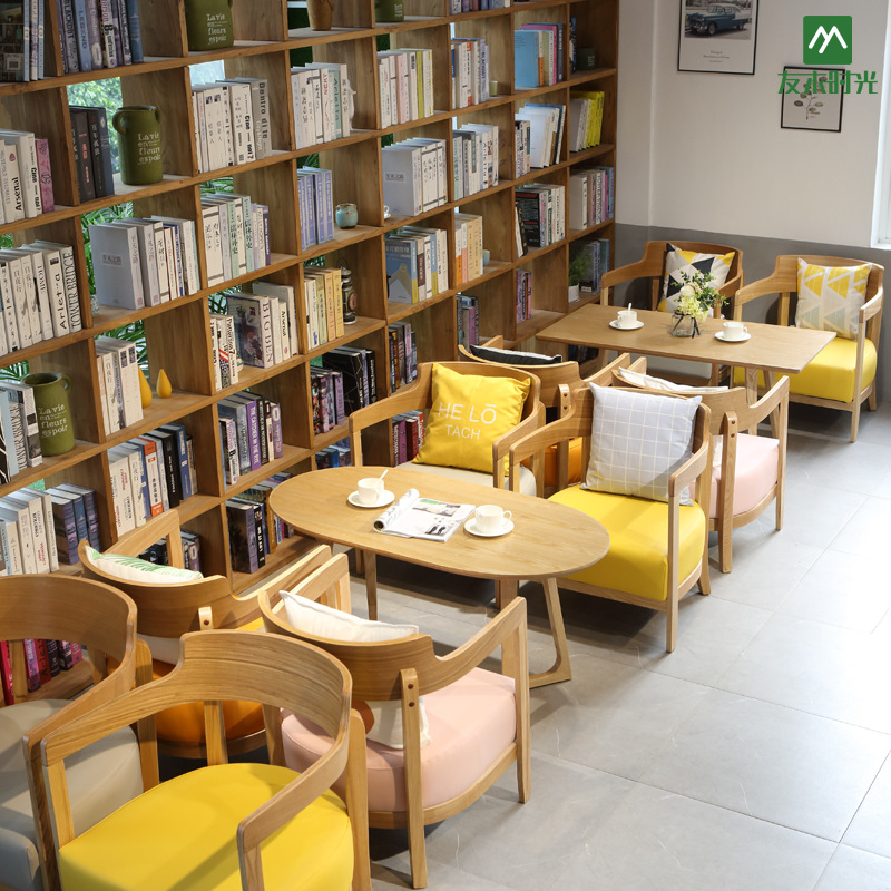 北欧奶茶店咖啡厅洽谈桌椅清新甜品店咖啡馆书吧餐厅卡座沙发组合