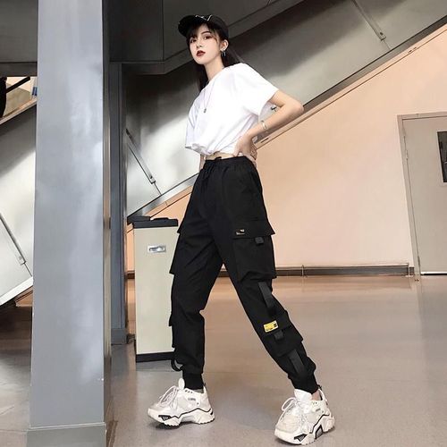 工装裤女新款韩版休闲加绒束脚百搭运动裤子,商品下架区,语缦