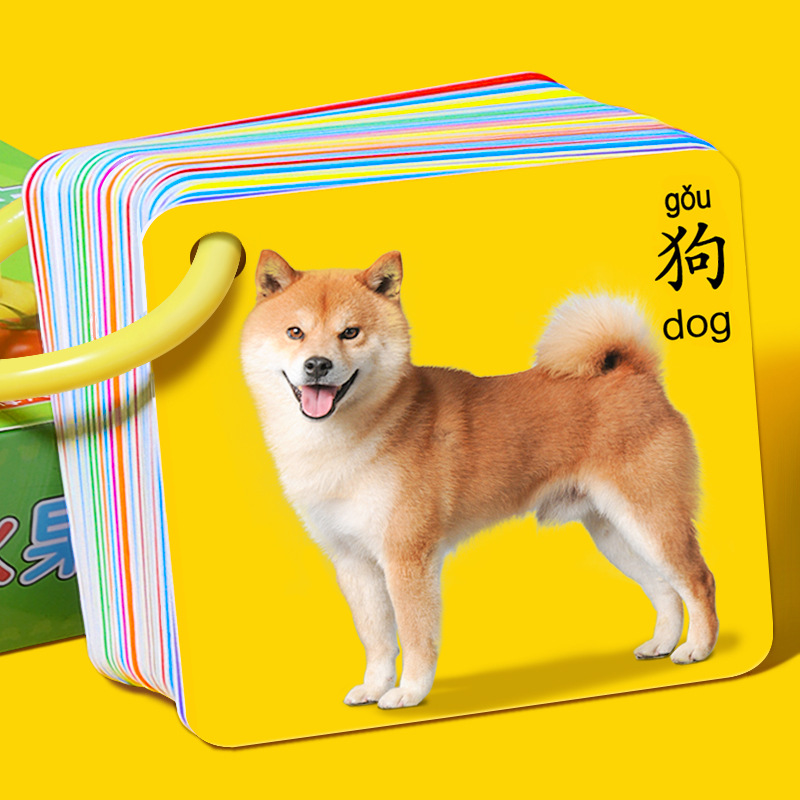 动物卡片早教认知启蒙书宝宝识字看图识物婴儿幼闪卡儿童益智玩具