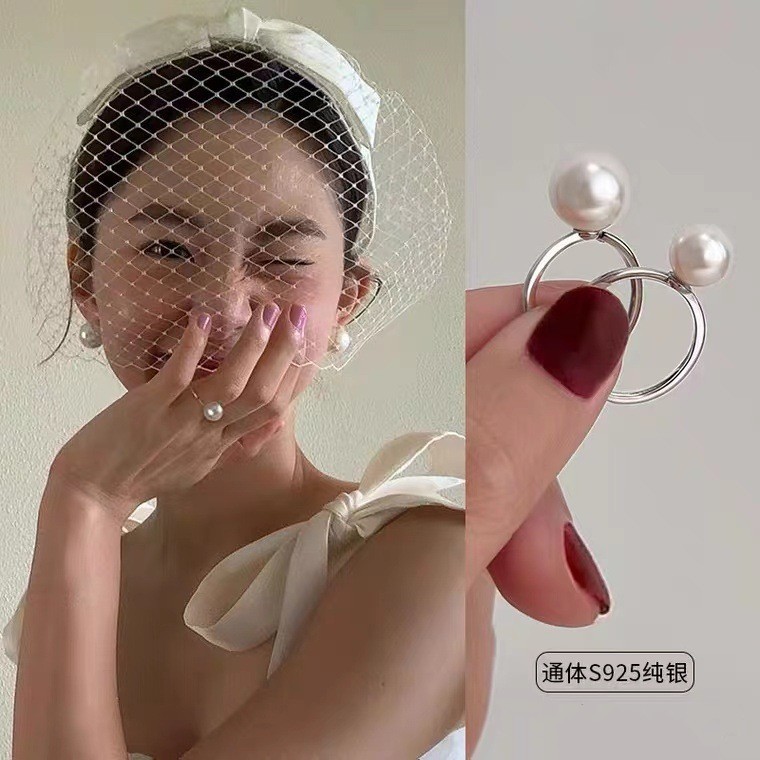 S925 Sterling Silver French Exquisite Single Pearl Ring Female Factory Wholesale Internet Celebrity Same Style Index Finger Openings Ring Generation Hair