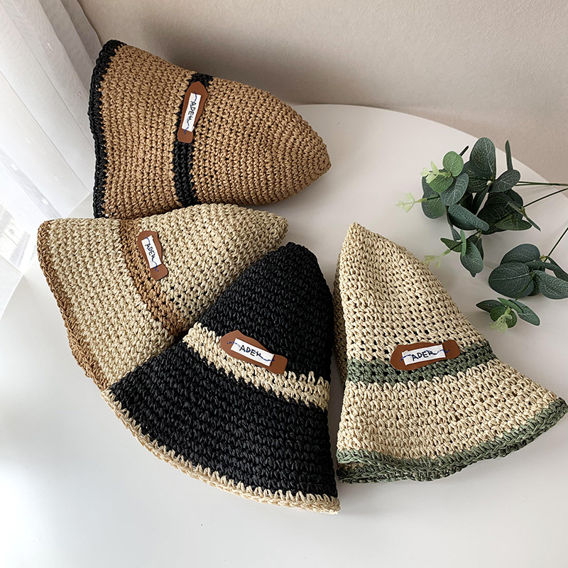 Hat Female Summer Korean Style Hollow Sun Hat Foldable Sun-Proof Vacation Handmade Straw Hat Travel Sun Beach Hat
