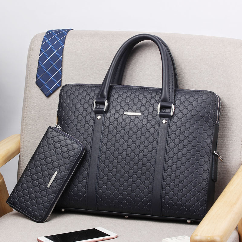 Cross-Border Men's Bag 2022 New Handbag Business Briefcase Embossed Letter Shoulder Messenger Bag Horizontal Computer Bag