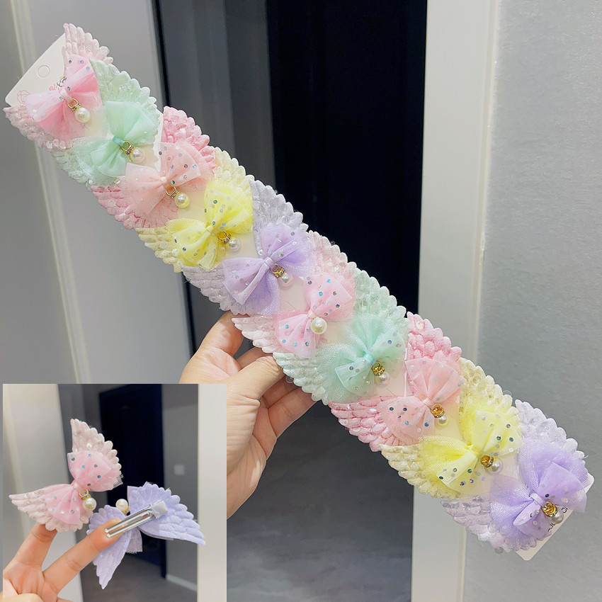 Girls Hair Accessories Frozen Bow Barrettes Princess Elsa Head Clip Colorful Cute Yarn Hairpin Bang Side Clip