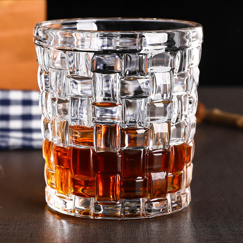 Creative Weaving Craft Glass Cup Juice Milk Glass Personality Bamboo Woven Whiskey Cup Glass Coffee Handle Cup