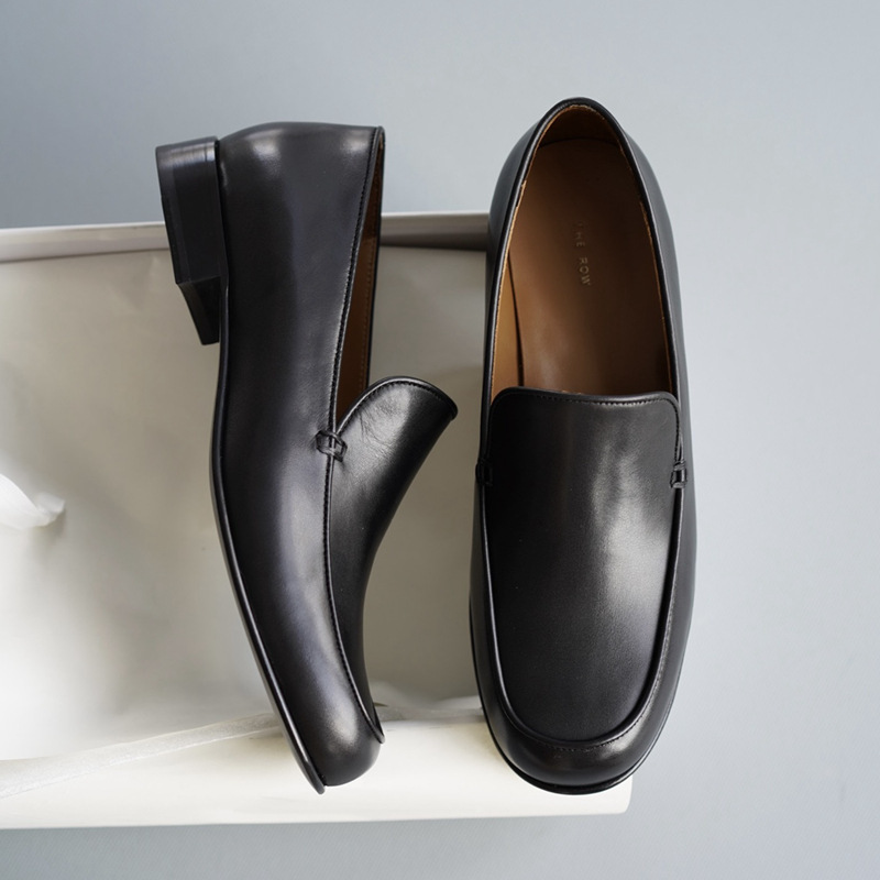 小皮鞋圆头对比高端小众乐福鞋真皮任意狠货渠道原单欧美极简