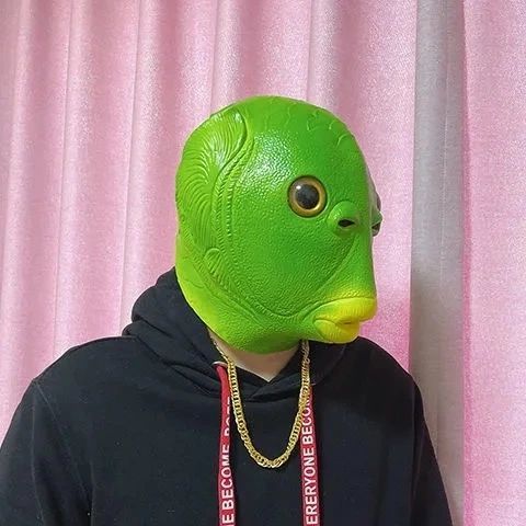 绿头鱼头套沙雕怪男生搞怪怪头套搞笑绿鱼怪网红鱼人头青蛙怪
