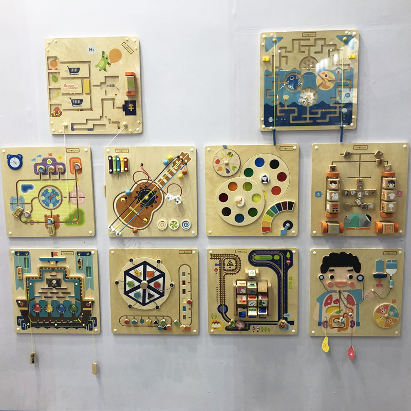 幼儿园益智墙面玩具游戏 早教墙壁装饰玩具 积木墙科普知识认知板