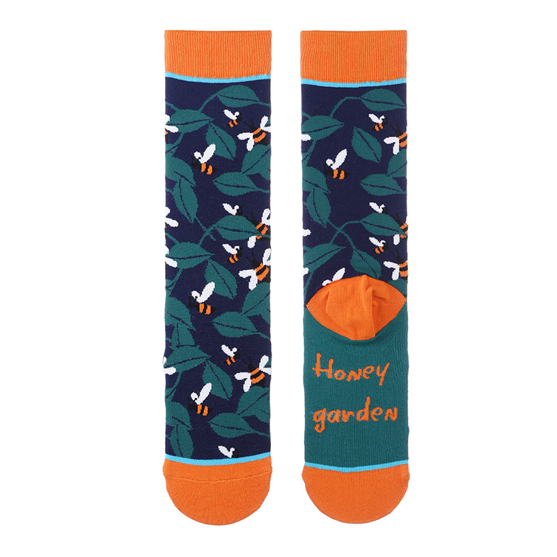 Autumn and Winter Socks Children's Stockings Plant Cactus Graffiti Cotton Socks Personality Fashion Straight Trendy Socks