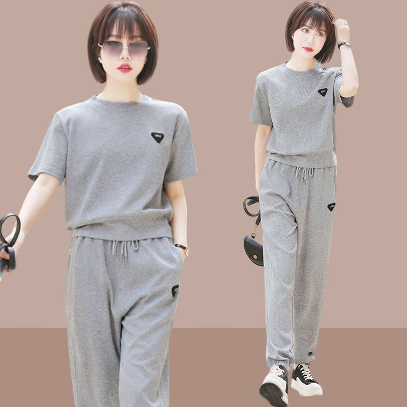 大码运动套装女2024新款韩版宽松洋气显瘦休闲运动服套装女两件套