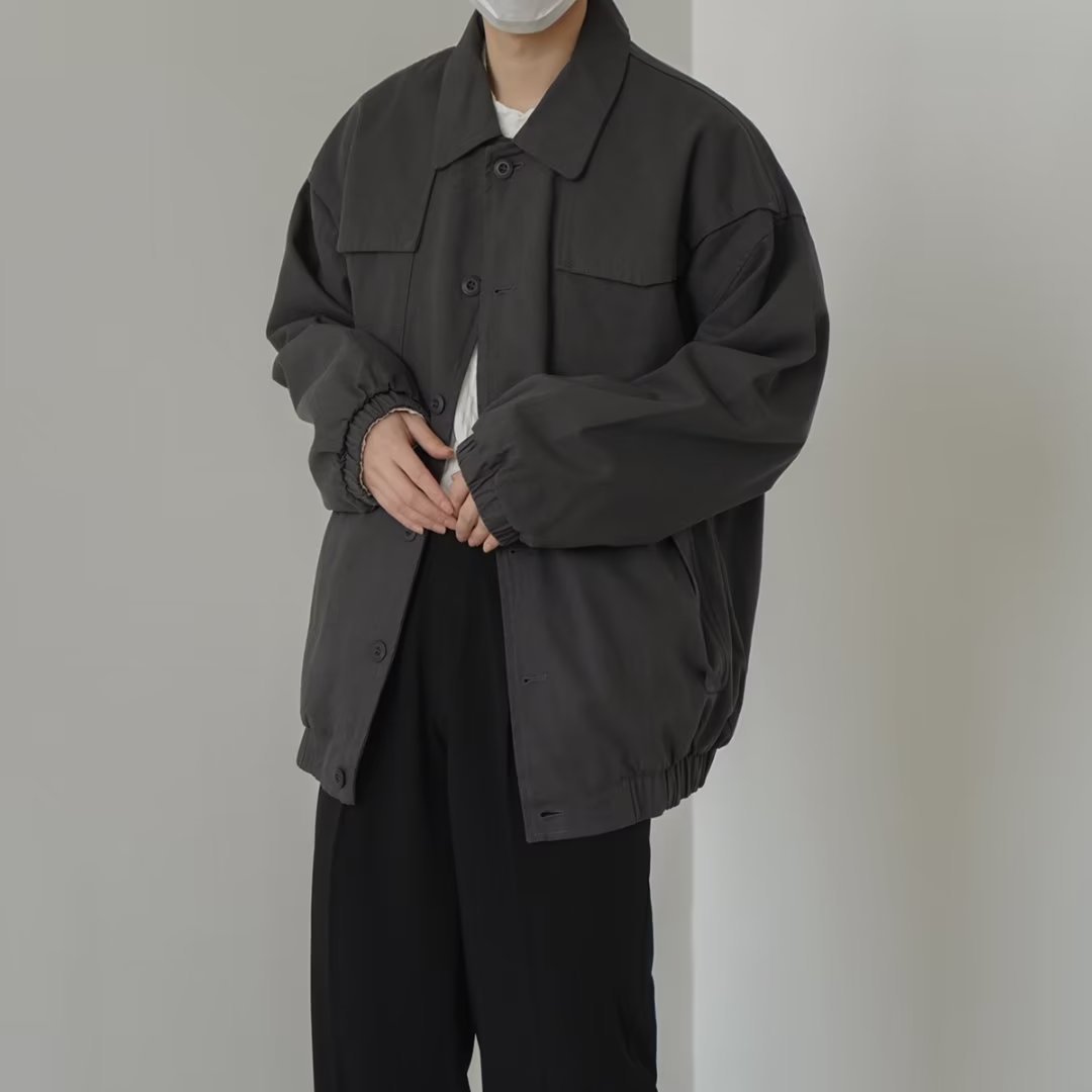 文艺翻领夹克百搭男简约新款潮潮流日系ins外穿纯色秋季青春流行