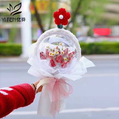 网红亚克力波波球花束星黛露小红花甜蜜泡泡球pvc透明球花艺材料