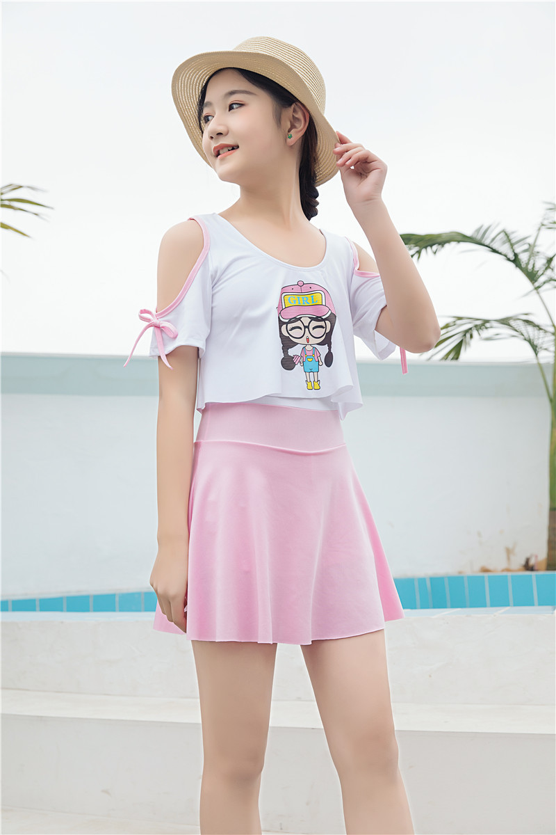 女孩大童泳衣连体防晒短袖女童青少年2021年新款10洋气12岁温泉15