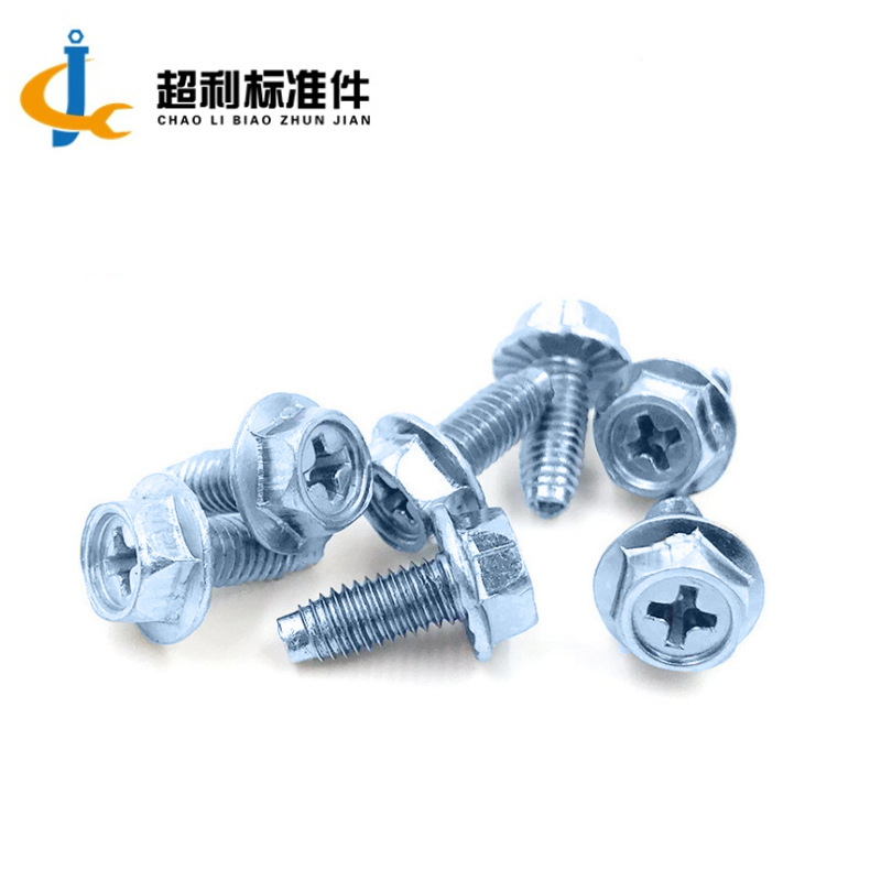 Cross Recess Hexagonal Head Flange Surface Triangle Tooth Lock Bolt Concave Brain Hexagonal Cross Flange Triangle Tooth M4-M6