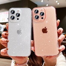 适用苹果15ProMax手机壳闪粉荧光透明iPhone14全包硅胶13保护套12