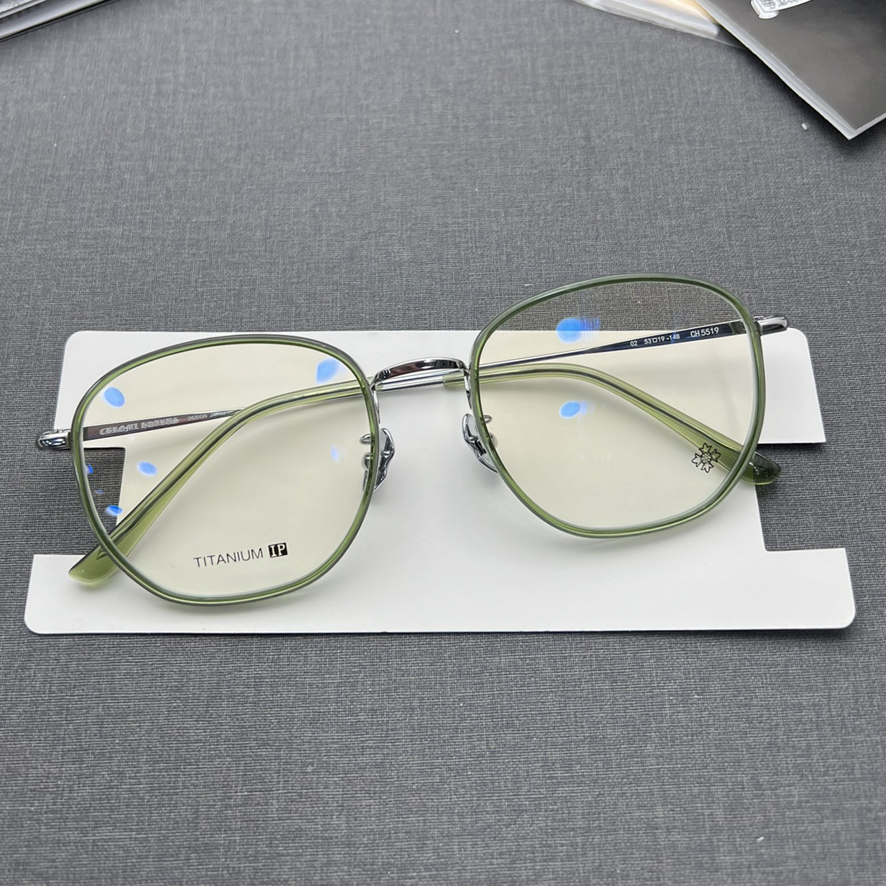 高品质克罗心ch5519 纯钛方框多边 超轻眼镜架 时尚个性男女钛胶