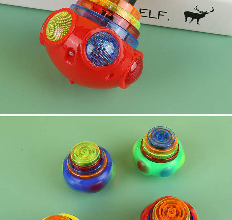 陀螺玩具儿童发光户外音乐旋转卡通电动七彩闪光男孩女孩陀螺新款