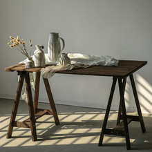 法式复古摄影拍照道具家具做旧实木板桌子可升降桌腿架倾斜文爆款