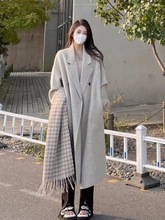 仿羊绒呢子大衣女2023秋冬新款韩版宽松中长款赫本风羊毛呢外套女