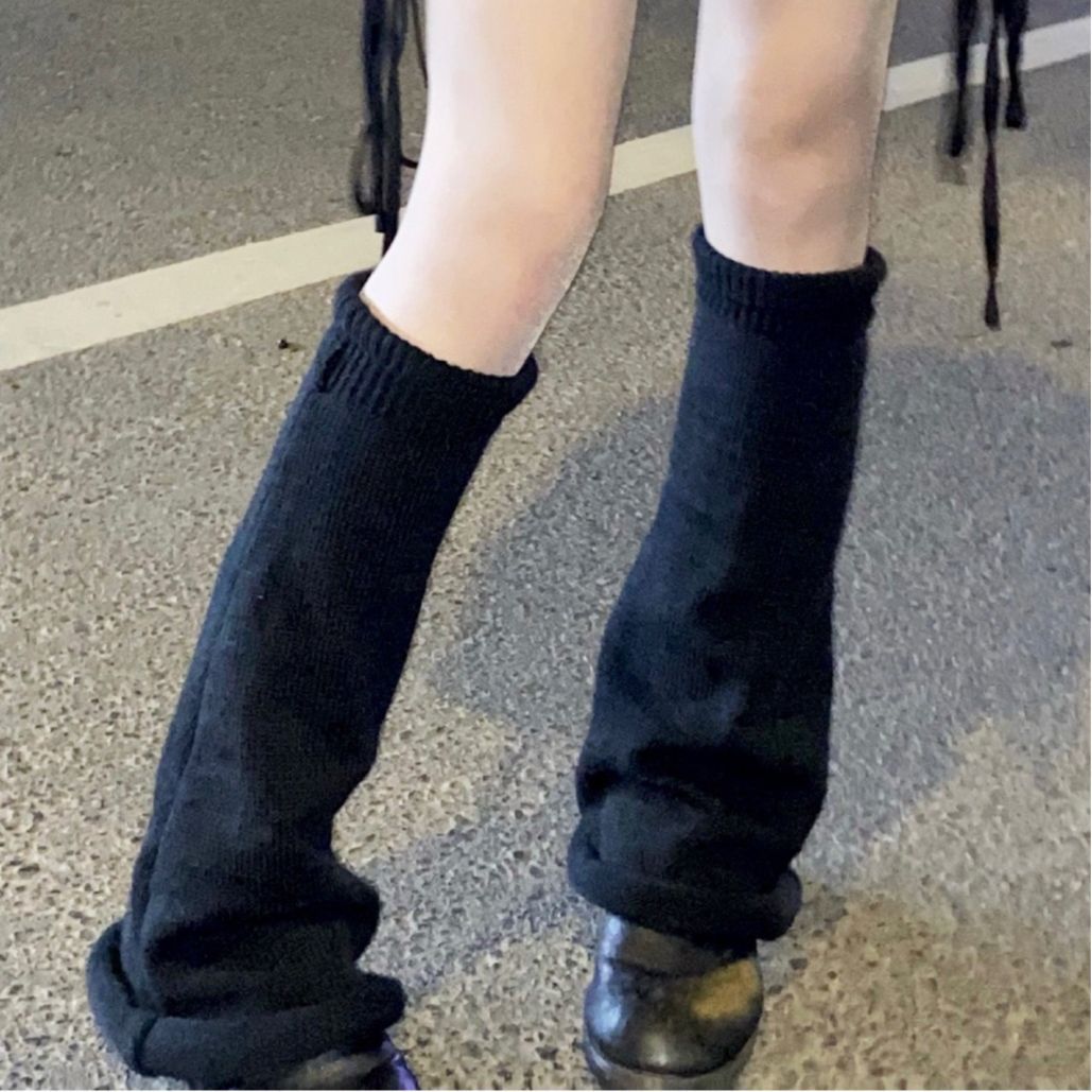 New Spring and Autumn Fashion Horn Stockings Women's JK Group Set Slimming and Wide Leg Wool Knee Pads Thin Leg Socks