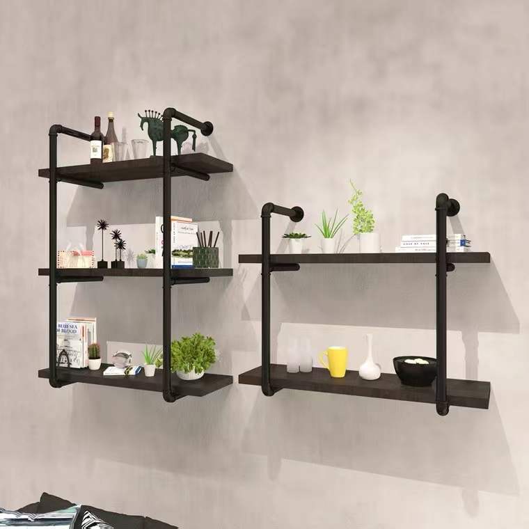 复古工业风墙上壁挂置物架家用客厅隔断厨房收纳架铁艺水管书架