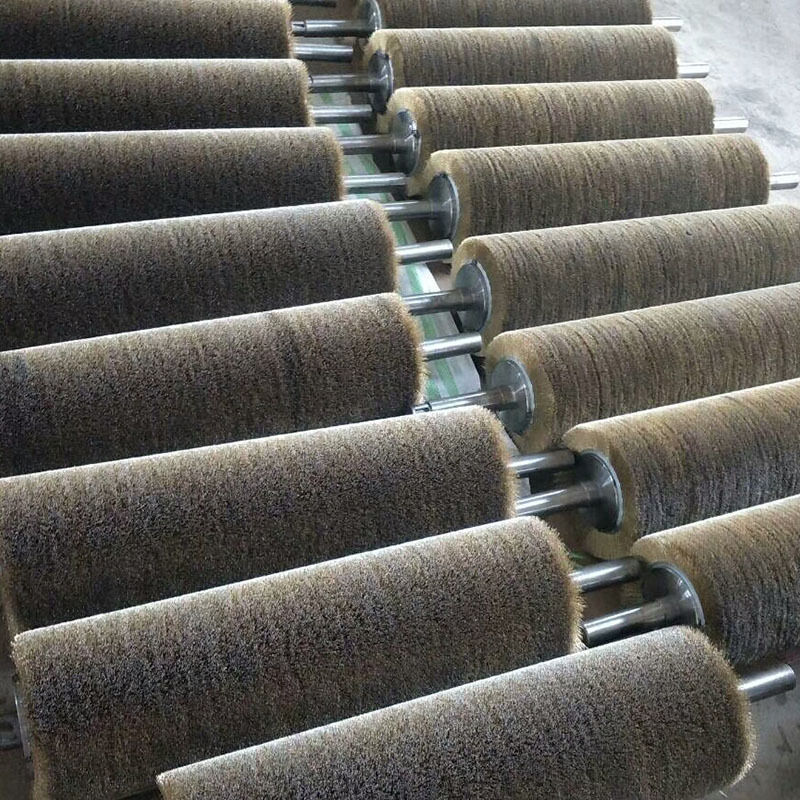 兴业制刷供应镀铜丝毛刷辊 钢丝刷辊 工业除锈滚刷打磨抛光除锈