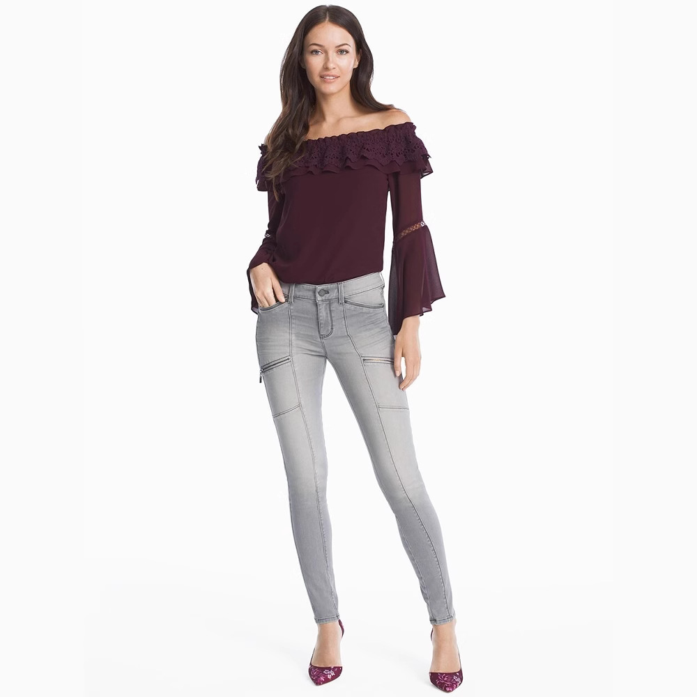 秋冬新款外贸欧美原单白宫家女装小脚牛仔裤中腰显瘦休闲裤大码