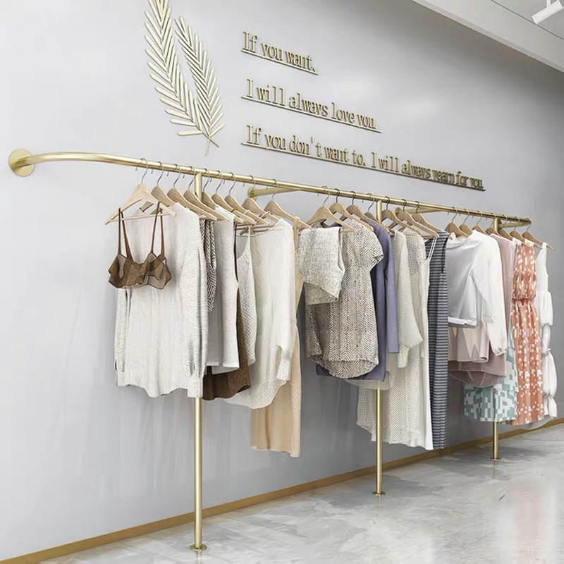 服装店衣架展示架上墙壁挂异形创意童装金色女装店专用衣服货架