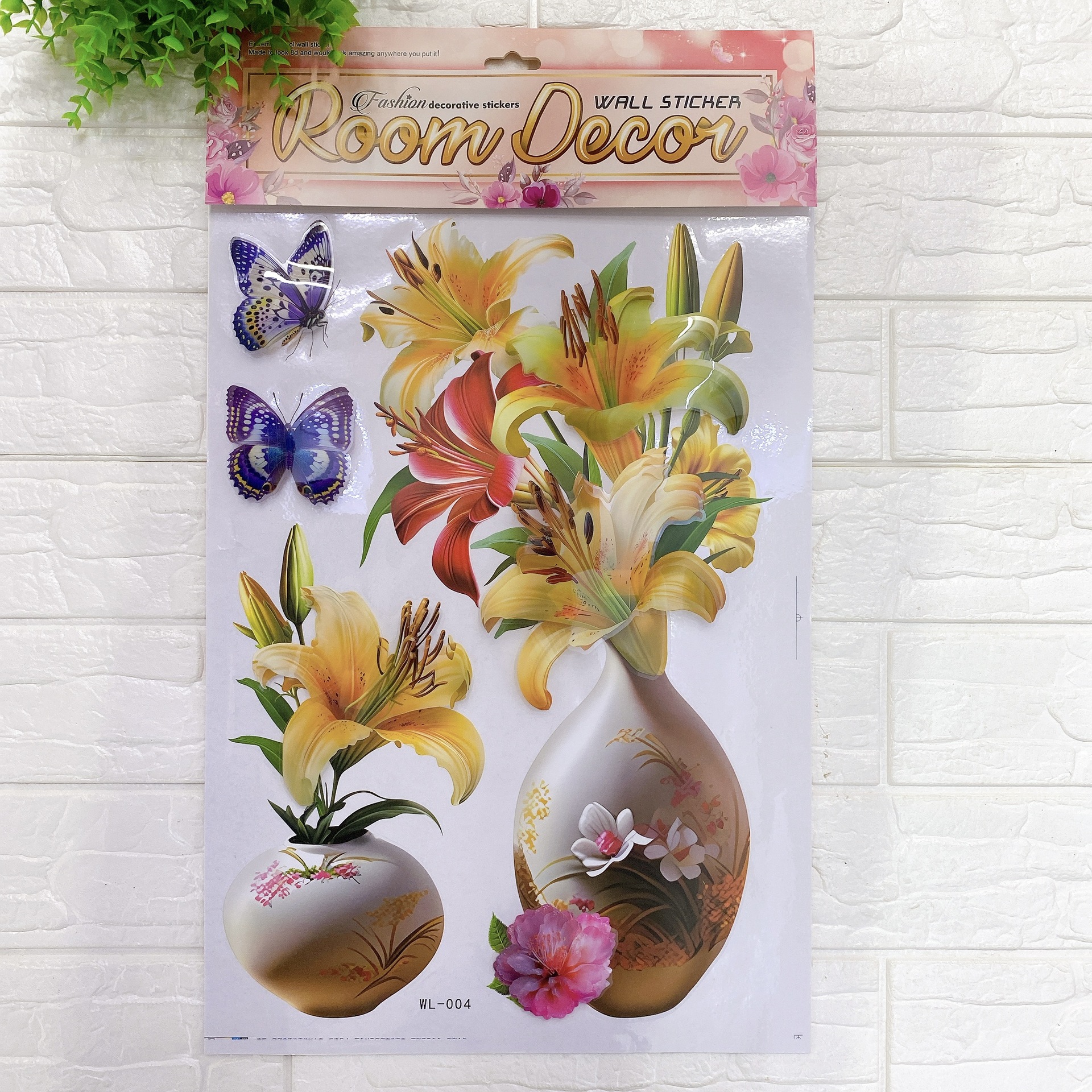 PVC Vase Layer Stickers Bouquet Three-Dimensional Stickers Living Room Bedroom Lobby Cabinet Door Wall Home Decoration Self-Adhesive Wall Sticker