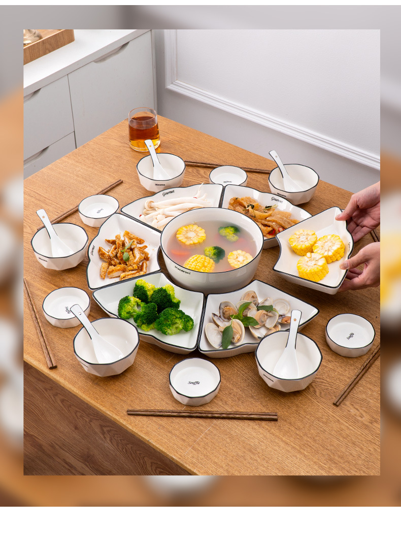 网红拼盘创意套装组合盘子陶瓷餐盘家用过年圆桌摆盘扇形菜盘餐具