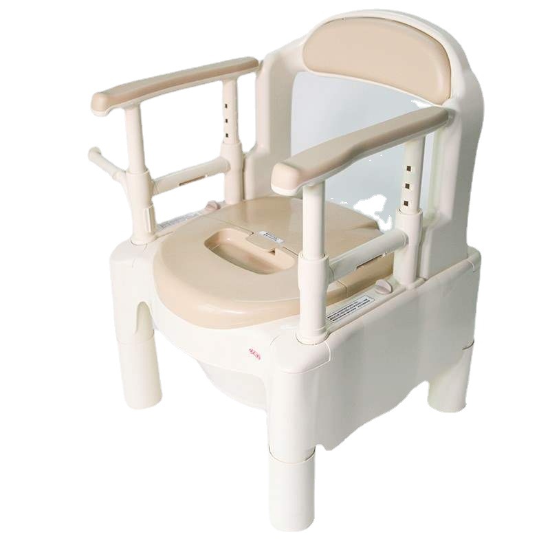 适老化日本进口坐便椅老人可移动坐便器高度可调轻便床边坐厕椅