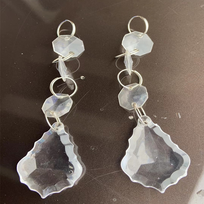 欧美跨境透明亚克力枫叶吊坠 八角珠串珠婚庆圣诞装饰配件灯饰