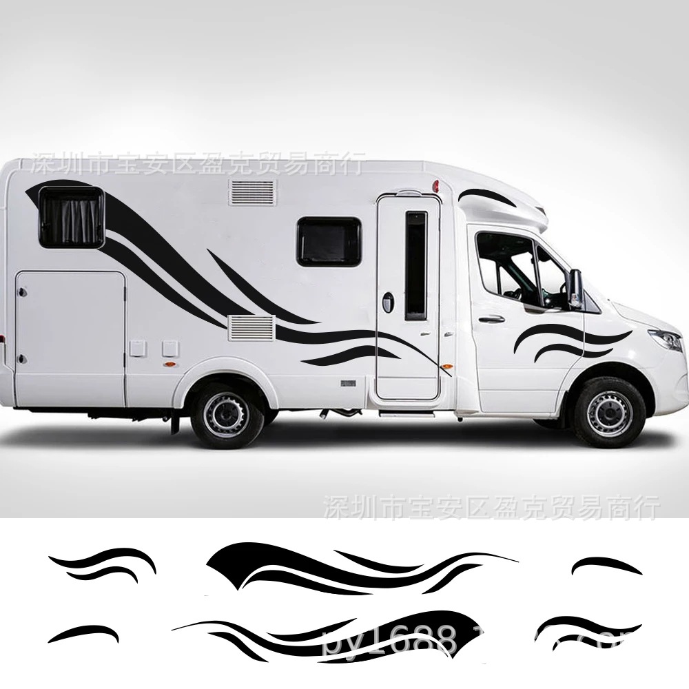 y-357波浪出游房车汽车贴纸 suv 越野车身贴车身彩条 车贴拉花
