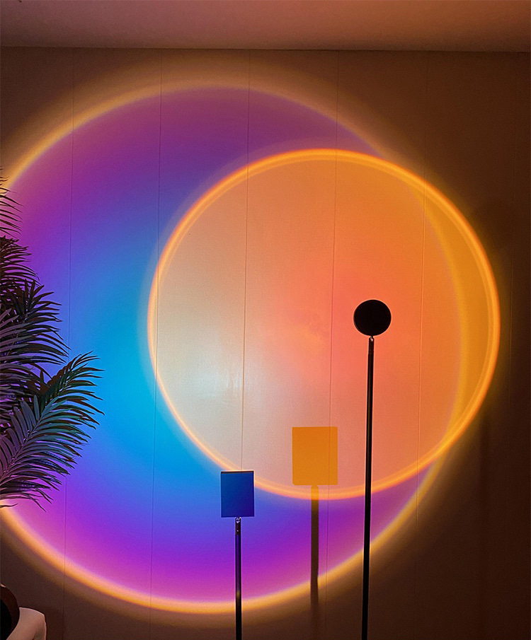 跨境日落灯夕阳灯落地灯网红拍照卧室台灯小夜灯落日投影日不落灯