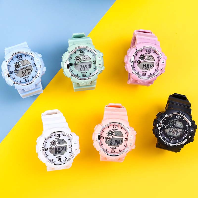 Macaron Campus Student Electronic Watch Youth Primary and Secondary School Students Sports Countdown Running Watch Multi-Functional