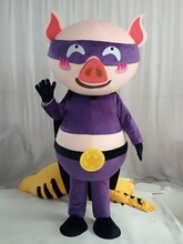 动漫人穿毛绒装扮情侣小猪玩偶花猪头套道具展示宣传卡通人偶服装