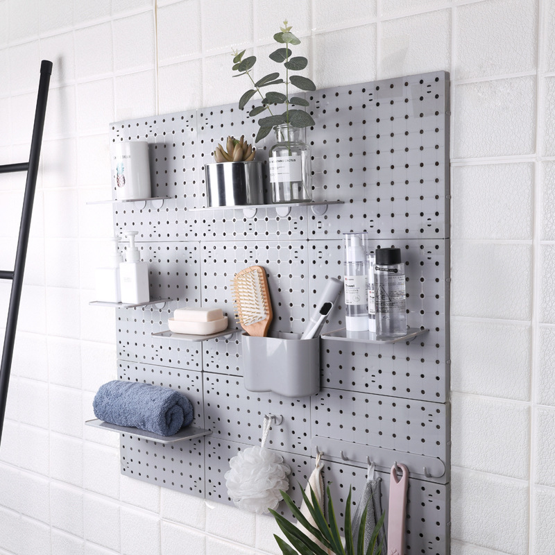 storage hole board punch-free kitchen bathroom diy splicing multi-purpose hanging board wall hanging plastic storage rack