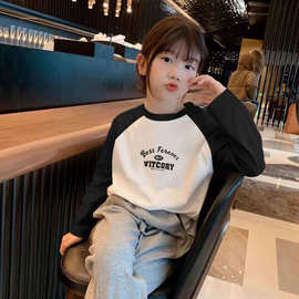 拼接a宝宝童上衣打底儿童全棉棉质大长袖T恤男类洋气中潮童女童